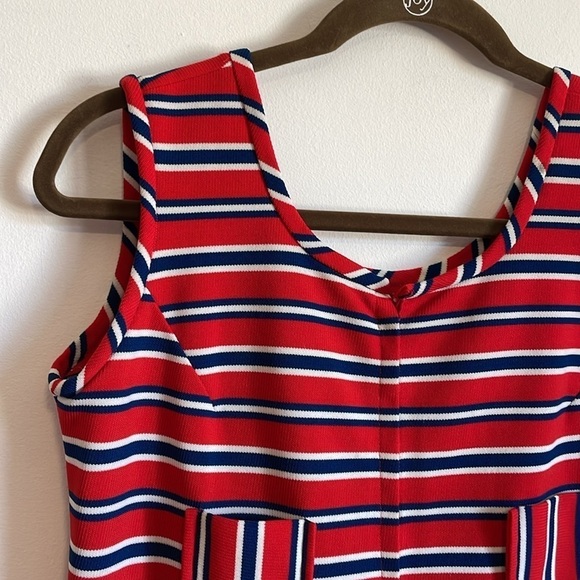 VTG Retro Jumpsuit Med Red 60s 70s Revival Coastal Nautical Mid-Mod - Picture 10 of 15